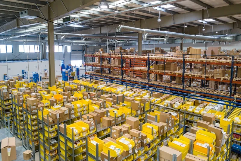 Truk logistik di area pergudangan